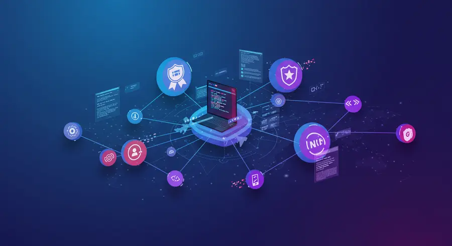 Abstract image representing open source contribution, collaboration, and gamification